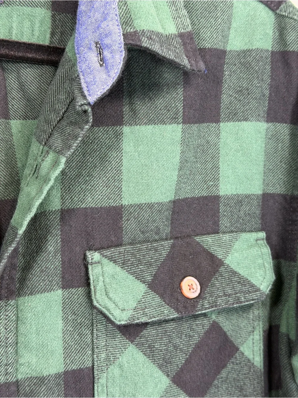 Jachs MFG Green and Black Buffalo Plaid Button-Up Flannel Shirt